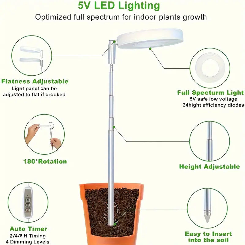 LED Vekstlys / Plantelys - Høydejusterbar